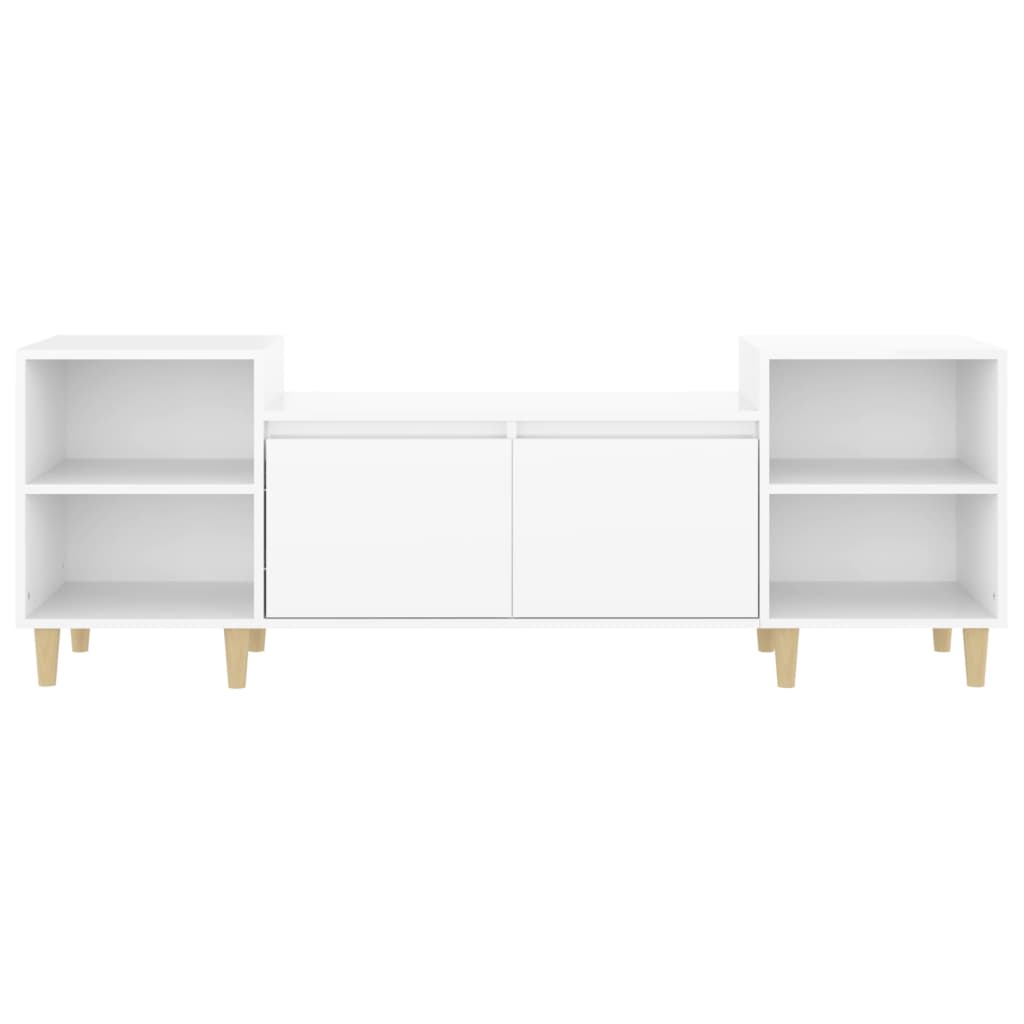 Móvel de TV 160x35x55 cm derivados de madeira branco brilhante - Image 5