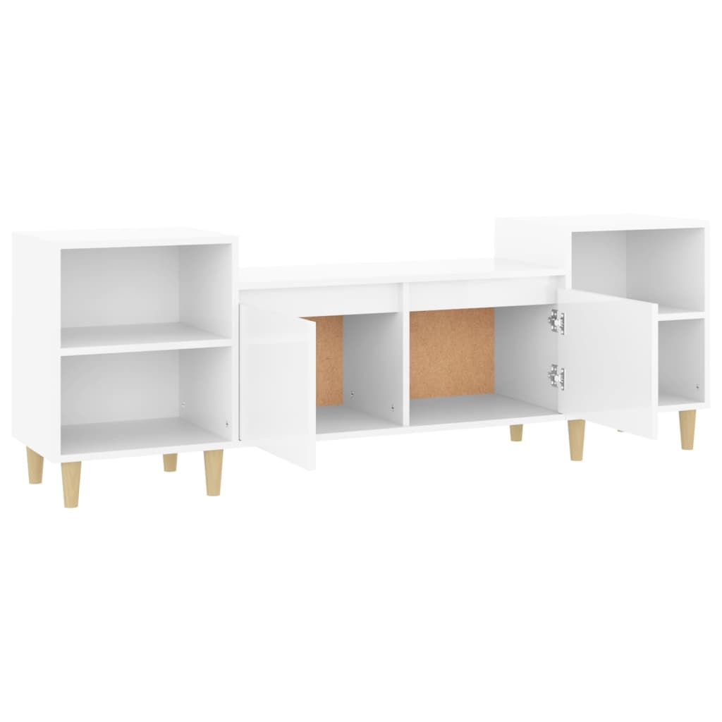 Móvel de TV 160x35x55 cm derivados de madeira branco brilhante - Image 6