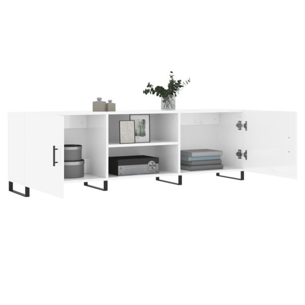 Móvel de TV 150x30x50 cm derivados de madeira branco brilhante - Image 3
