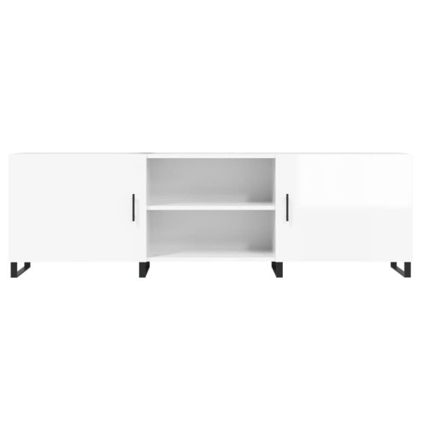 Móvel de TV 150x30x50 cm derivados de madeira branco brilhante - Image 4