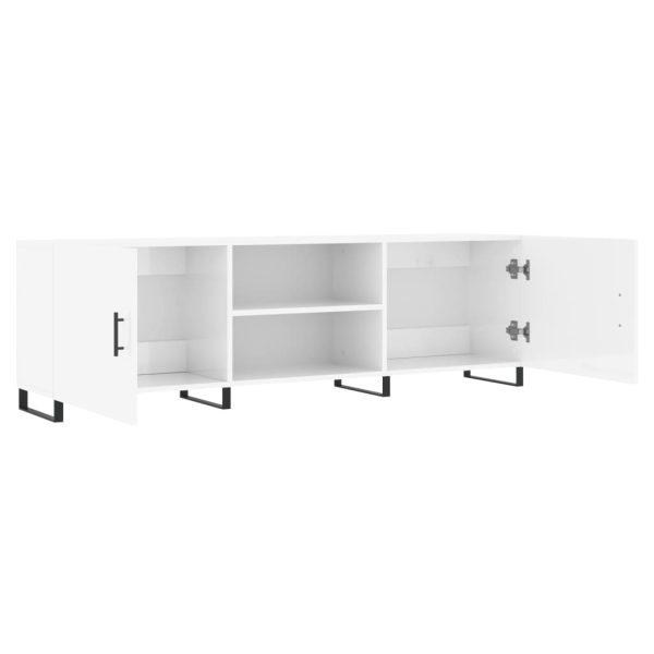 Móvel de TV 150x30x50 cm derivados de madeira branco brilhante - Image 5