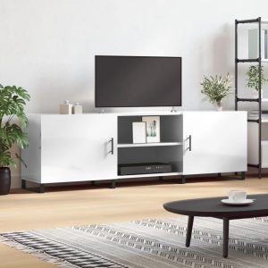 Móvel de TV 150x30x50 cm derivados de madeira branco brilhante