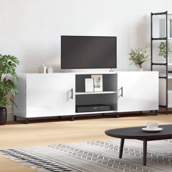 Móvel de TV 150x30x50 cm derivados de madeira branco brilhante