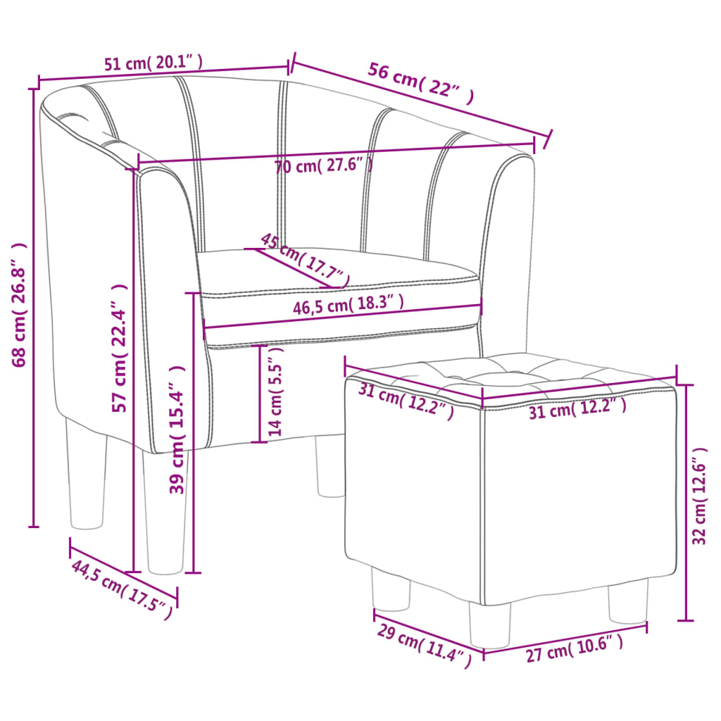 Poltrona com apoio de pés couro artificial preto - Image 7