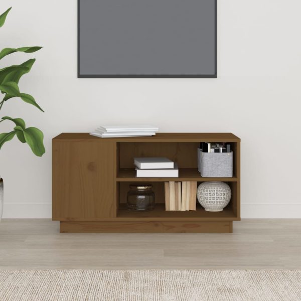 Móvel de TV 80x35x40,5 cm madeira de pinho maciça castanho mel - Image 2