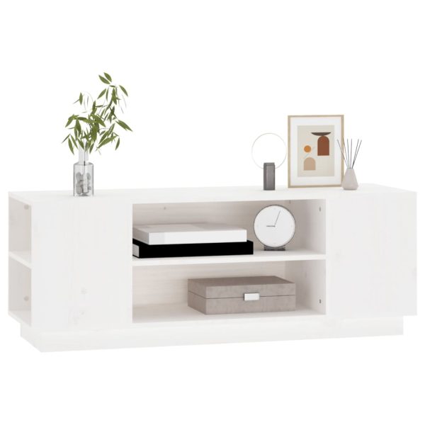 Móvel de TV 110x35x40,5 cm madeira de pinho maciça branco - Image 3
