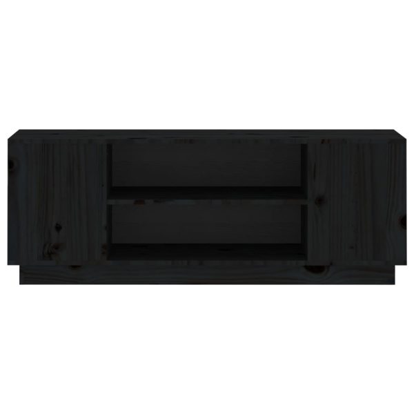 Móvel de TV 110x35x40,5 cm madeira de pinho maciça preto - Image 4
