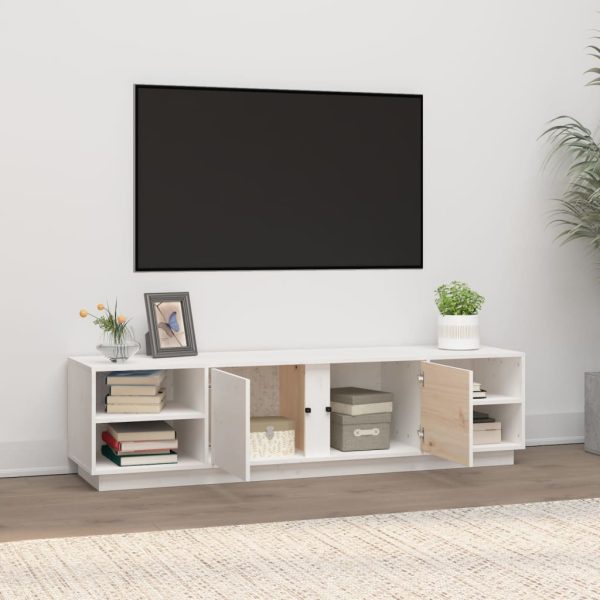 Móvel de TV 156x40x40 cm madeira de pinho maciça branco - Image 2