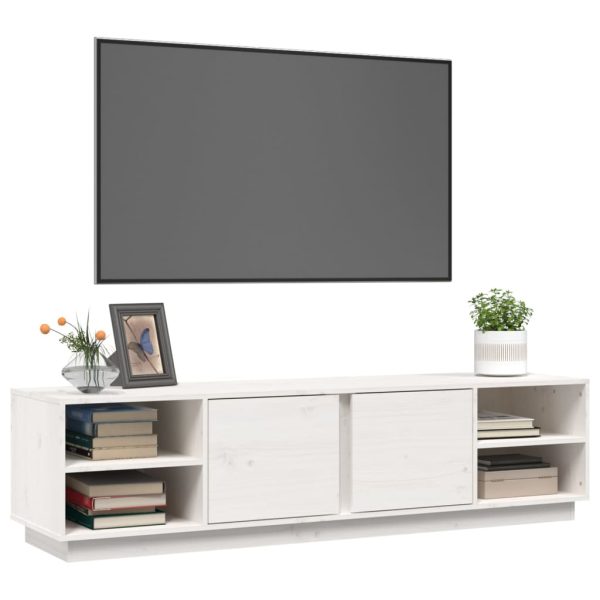 Móvel de TV 156x40x40 cm madeira de pinho maciça branco - Image 3