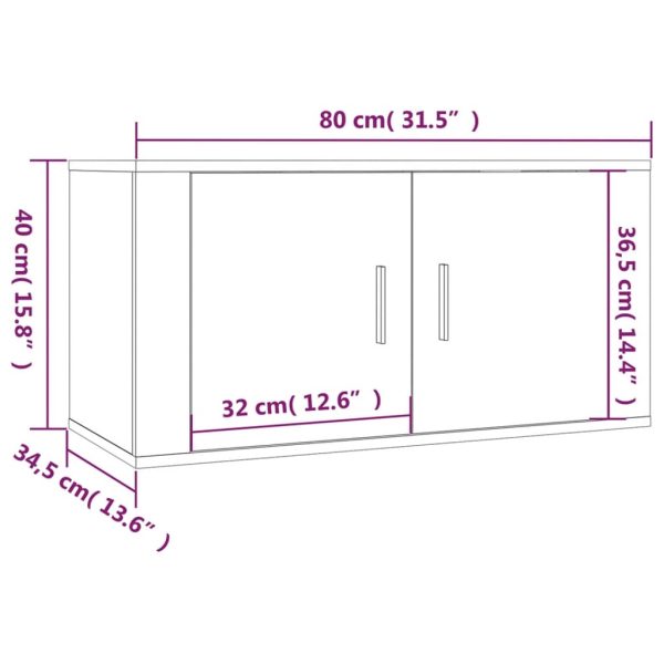 Móvel de TV de parede 80x34,5x40 cm cinzento sonoma - Image 10