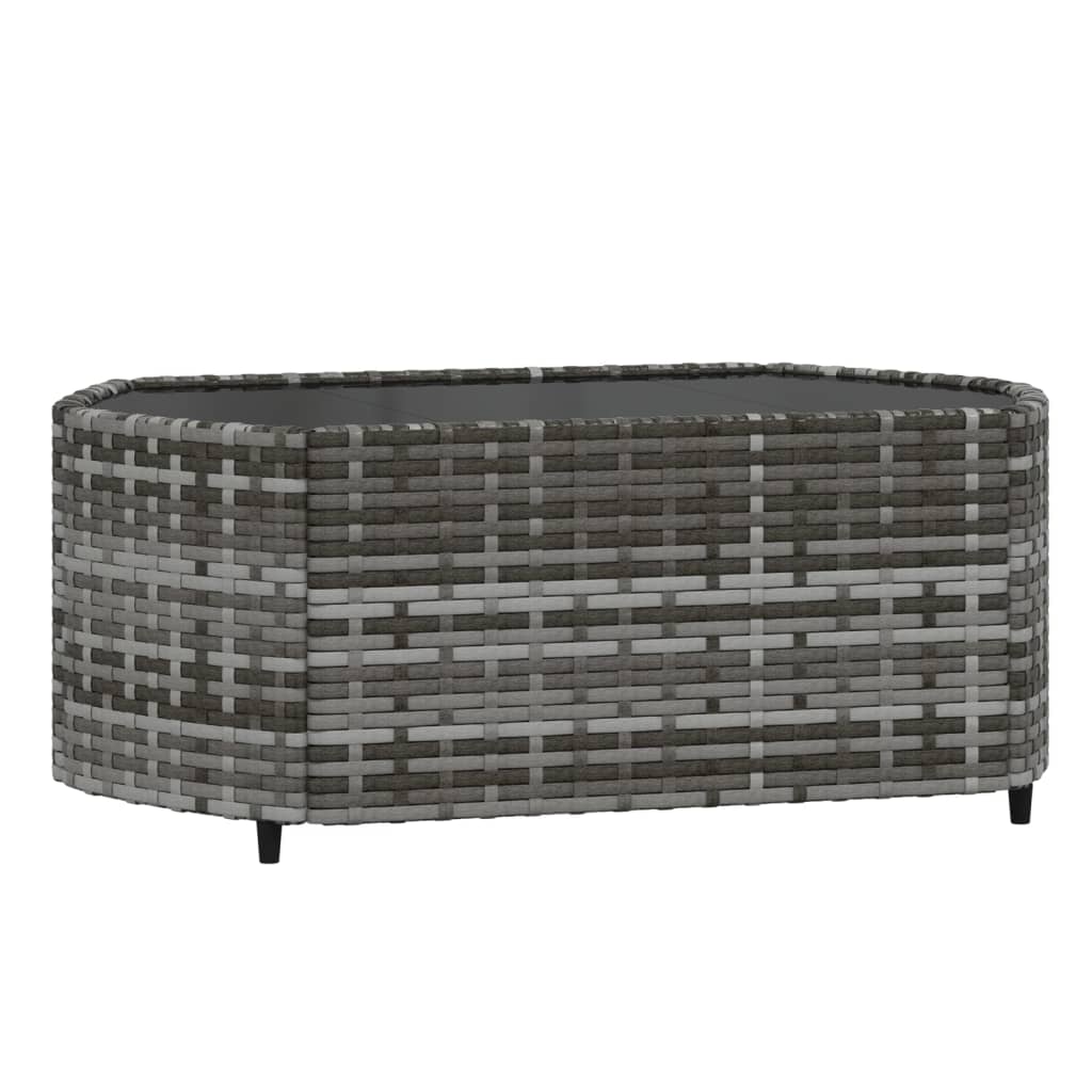 4 pcs conjunto lounge de jardim c/ almofadões vime PE cinzento - Image 6
