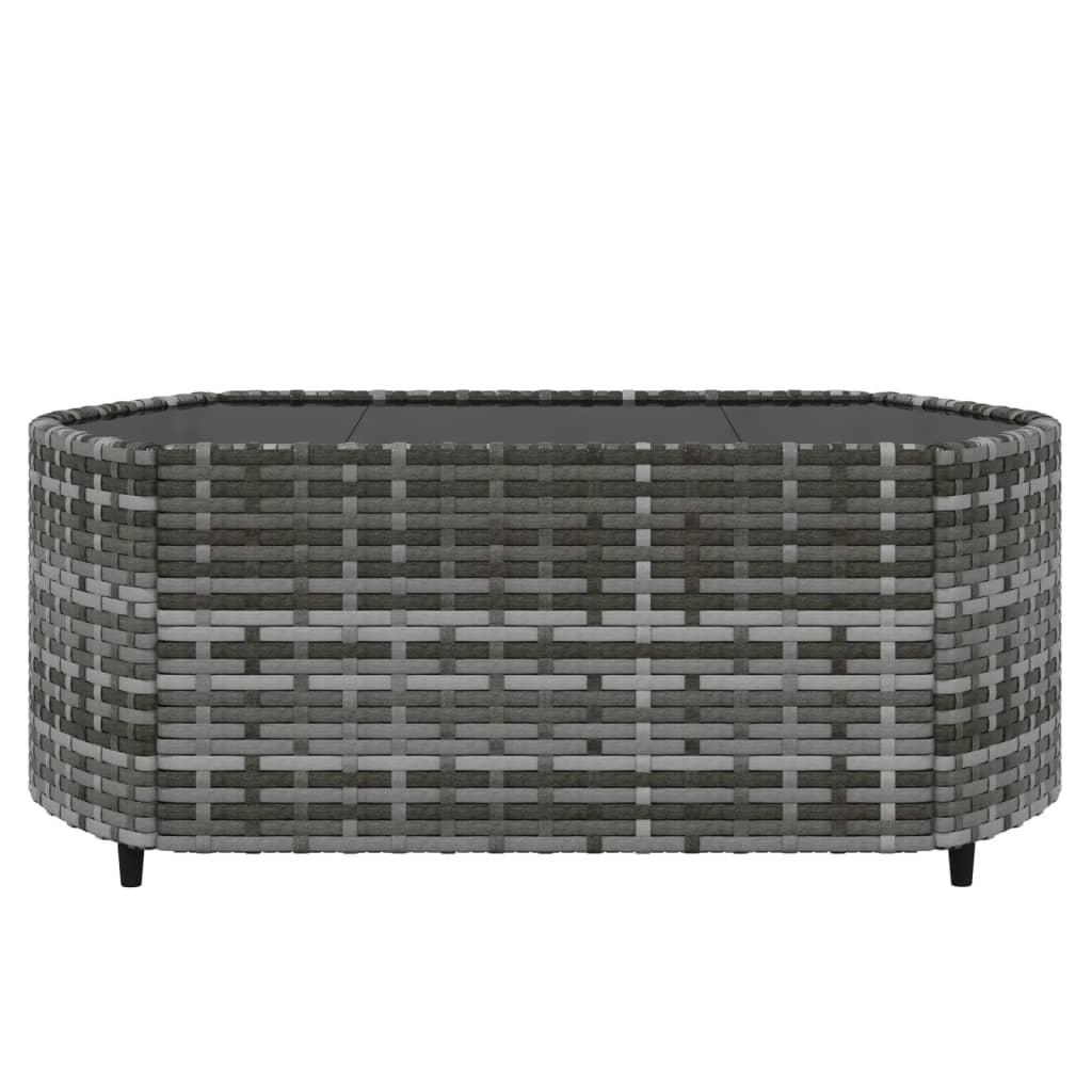 4 pcs conjunto lounge de jardim c/ almofadões vime PE cinzento - Image 7