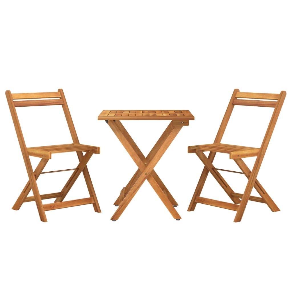 3 pcs conjunto de bistrô dobrável madeira de acácia maciça - Image 2