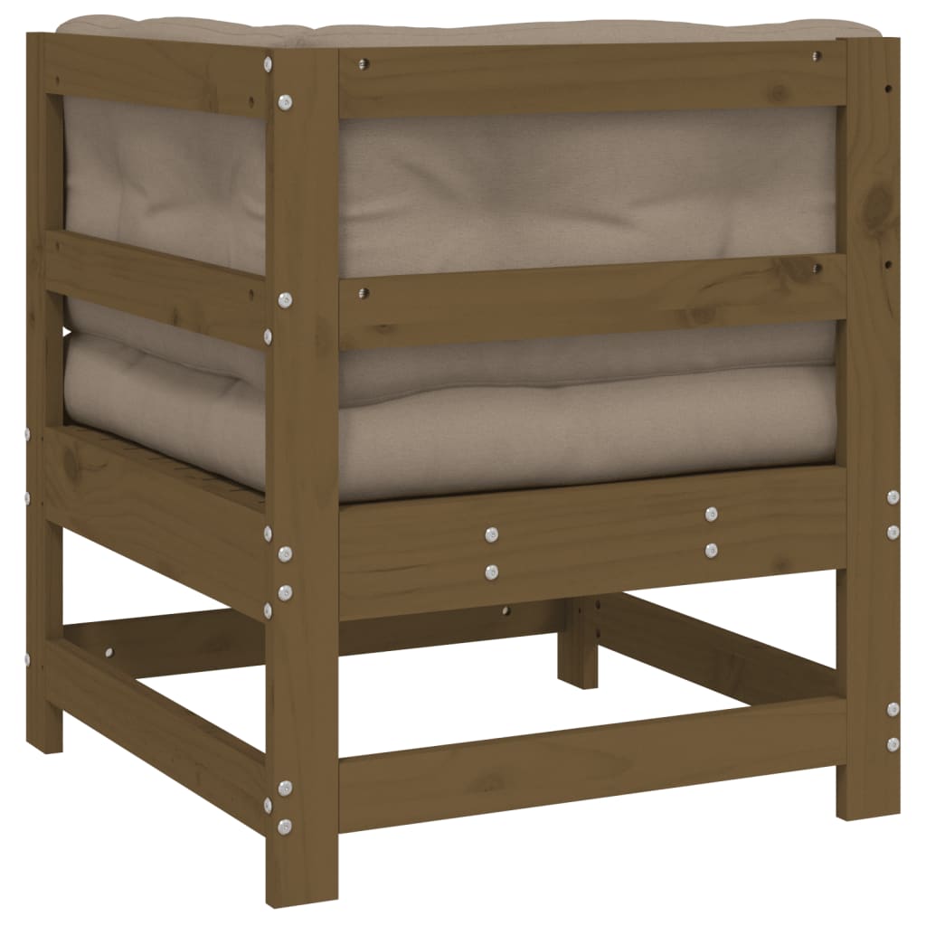 Sofá de canto com almofadões pinho maciço castanho-mel - Image 5