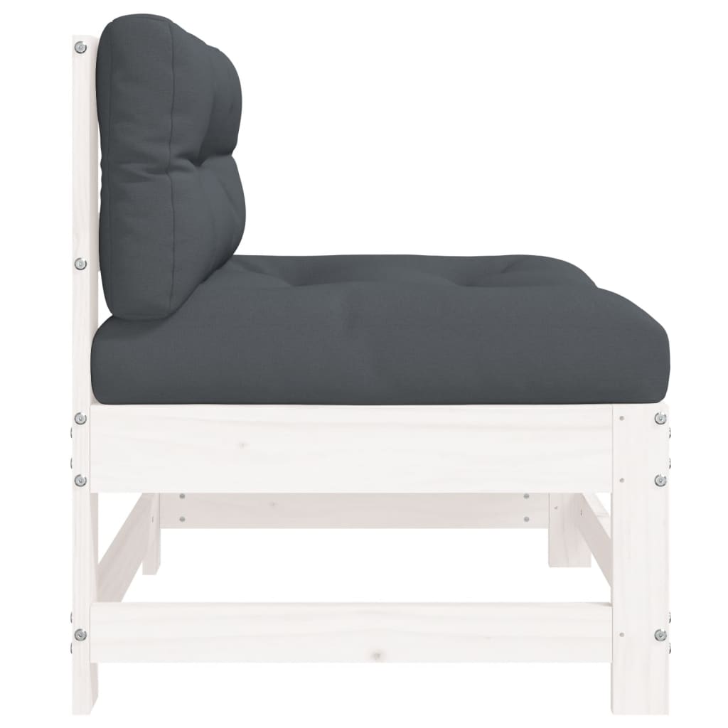 Sofá de centro com almofadões madeira de pinho maciça branco - Image 4