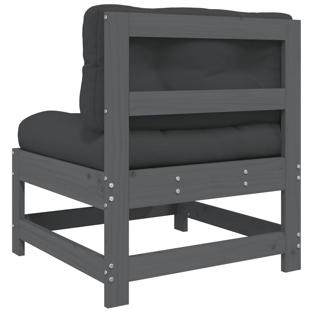 Sofá de centro com almofadões madeira de pinho maciça cinza - Image 5