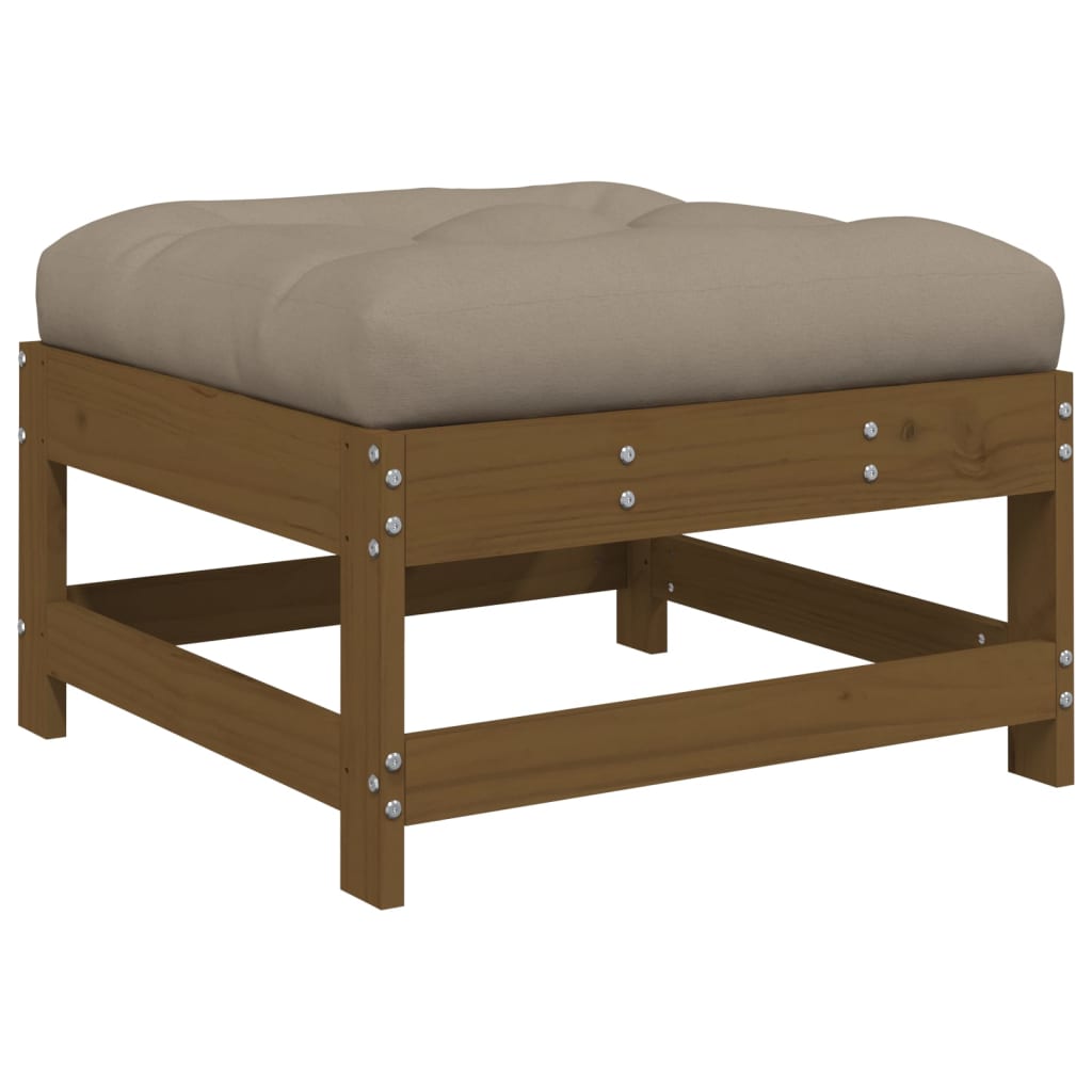 Apoio de pés p/ jardim c/ almofadão pinho maciço castanho-mel - Image 2