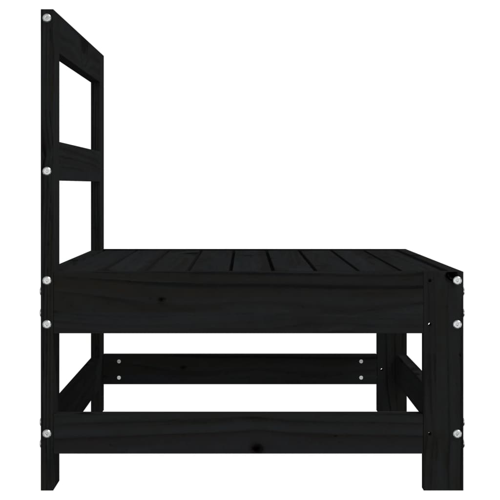 Sofás de centro para jardim 2 pcs madeira de pinho maciça preto - Image 5