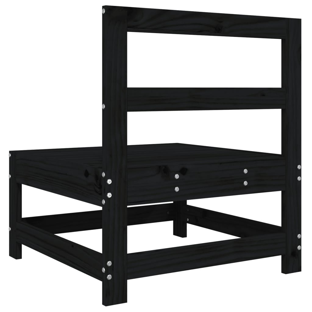 Sofás de centro para jardim 2 pcs madeira de pinho maciça preto - Image 6