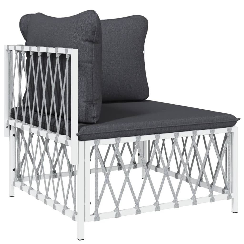5 pcs conjunto lounge de jardim com almofadões aço branco - Image 3