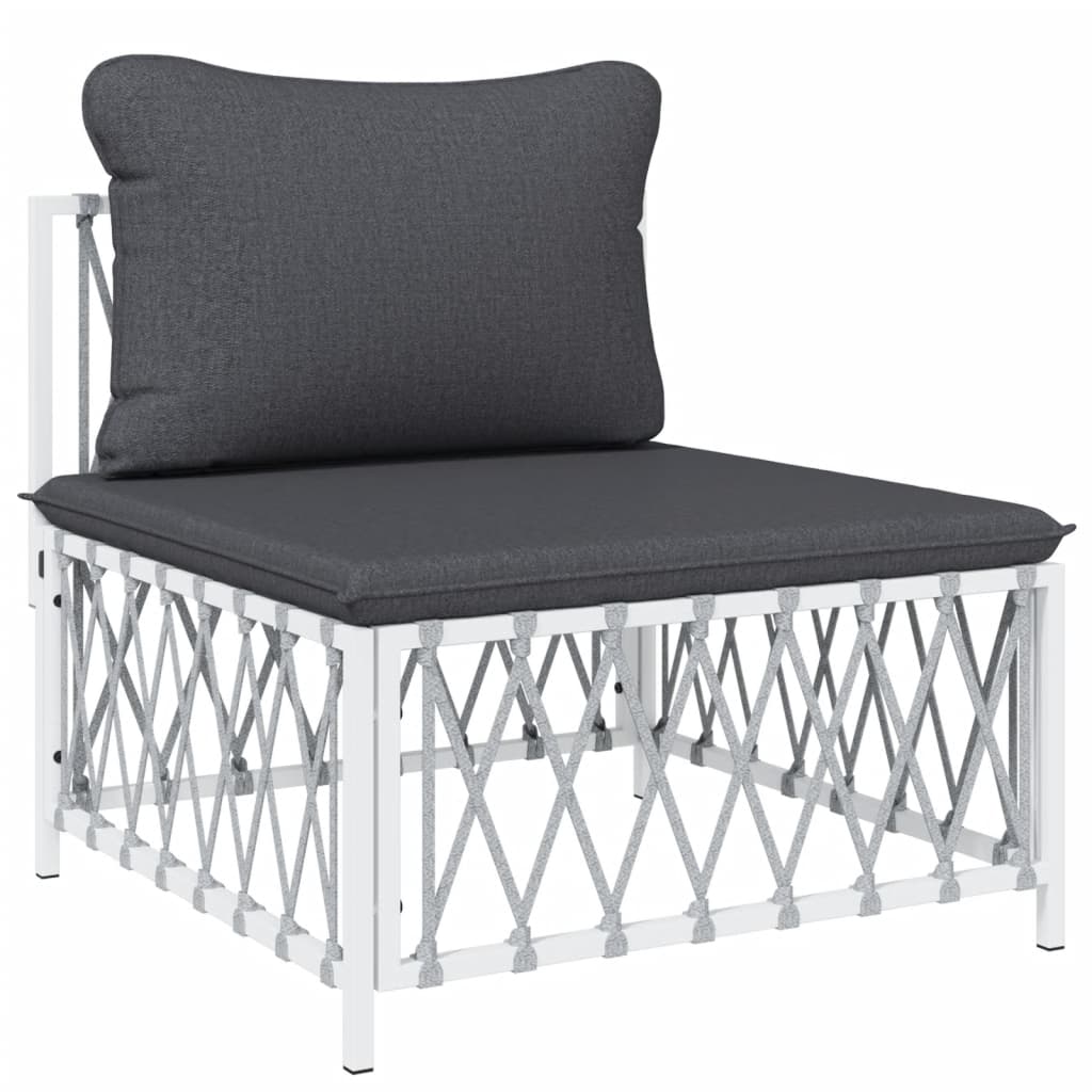 5 pcs conjunto lounge de jardim com almofadões aço branco - Image 4