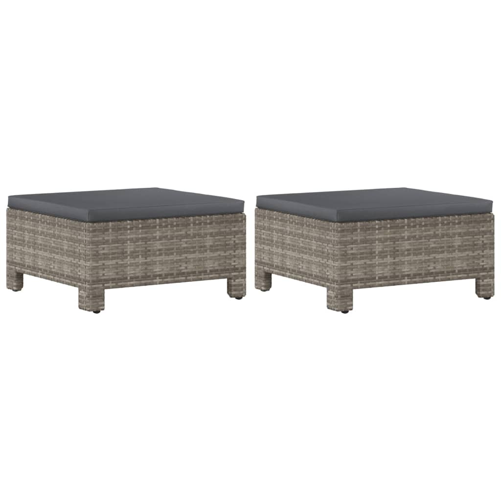 6 pcs conjunto lounge de jardim c/ almofadões vime PE cinzento - Image 5
