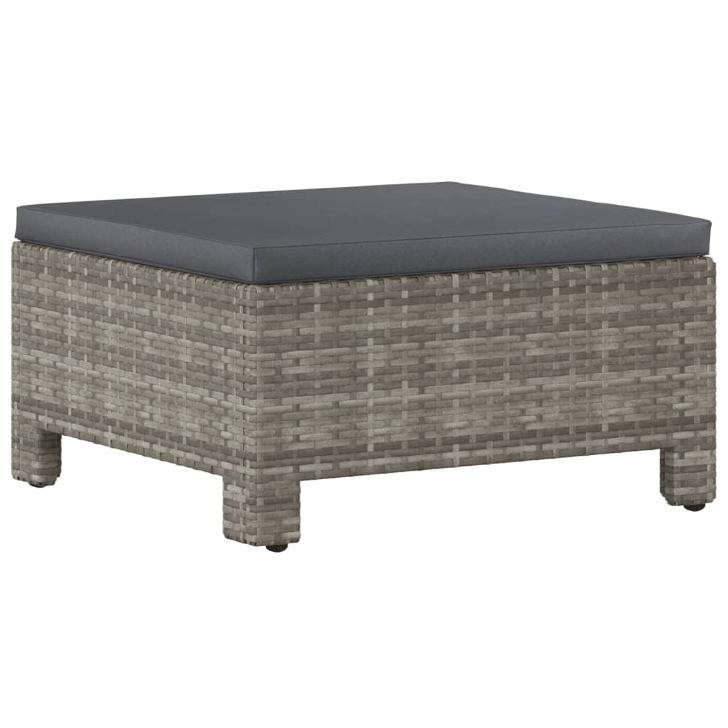 6 pcs conjunto lounge de jardim c/ almofadões vime PE cinzento - Image 6