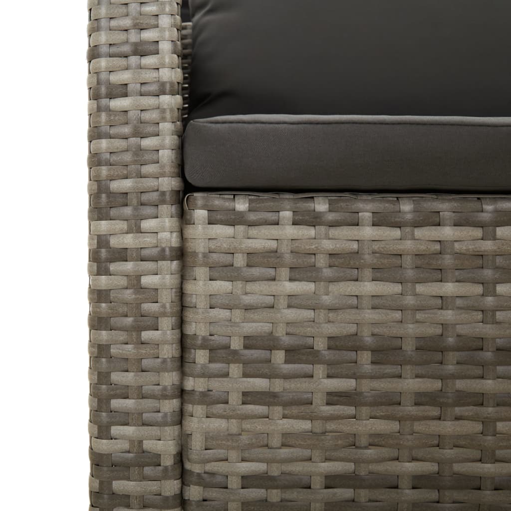 6 pcs conjunto lounge de jardim c/ almofadões vime PE cinzento - Image 7