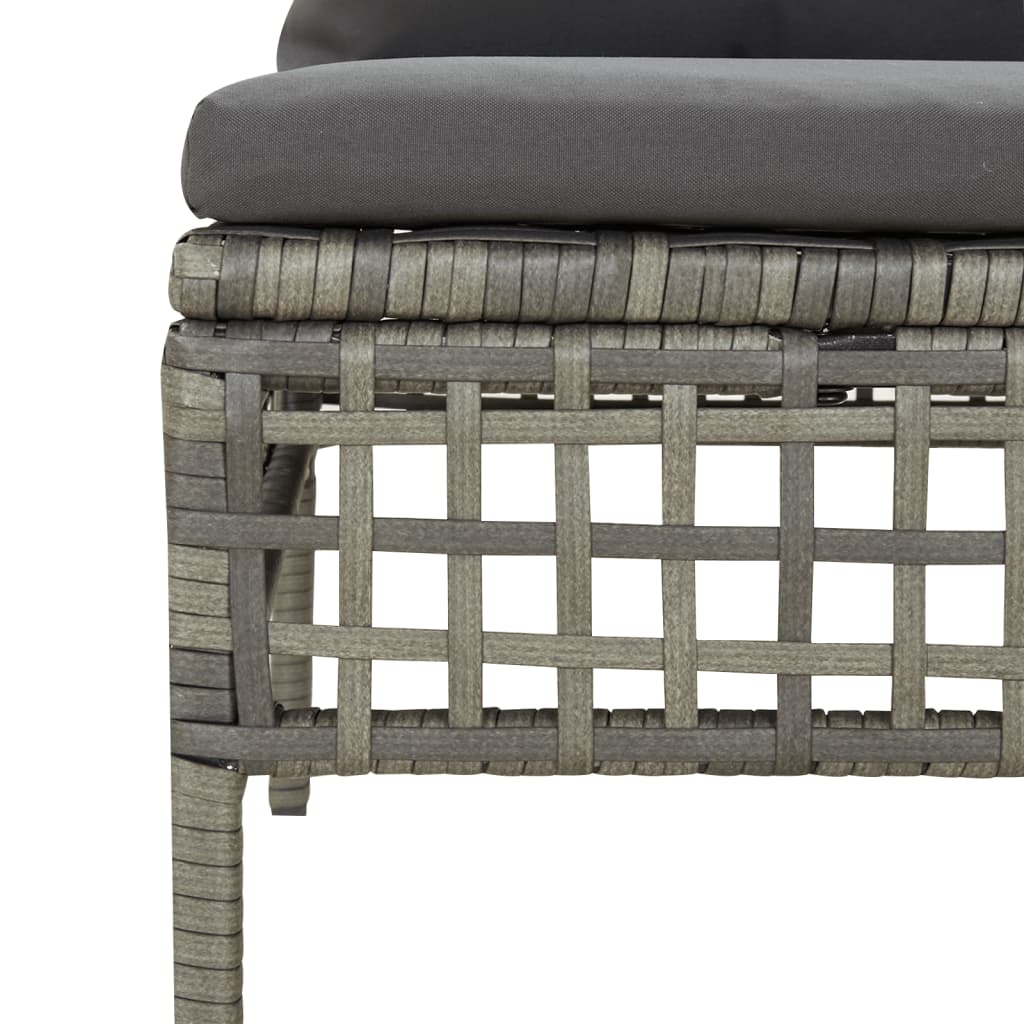 5 pcs conjunto lounge de jardim c/ almofadões vime PE cinzento - Image 6