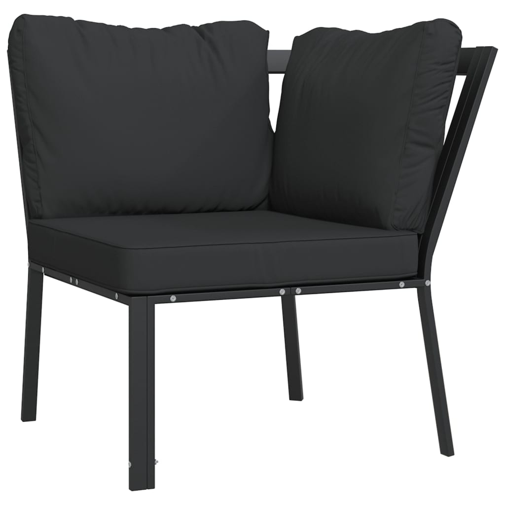 6 pcs conjunto lounge de jardim aço c/ almofadões cinzentos - Image 6