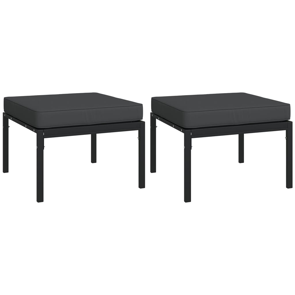 6 pcs conjunto lounge de jardim aço c/ almofadões cinzentos - Image 7