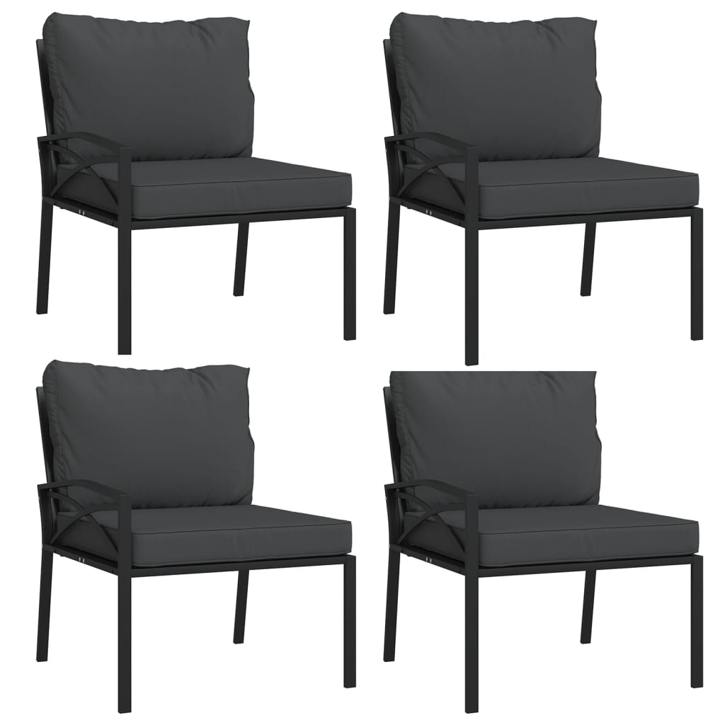 11 pcs conjunto lounge de jardim aço c/ almofadões cinzentos - Image 3
