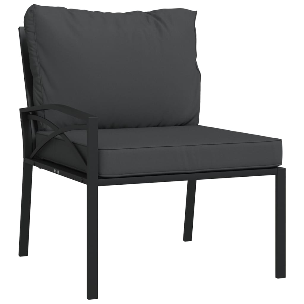 11 pcs conjunto lounge de jardim aço c/ almofadões cinzentos - Image 4