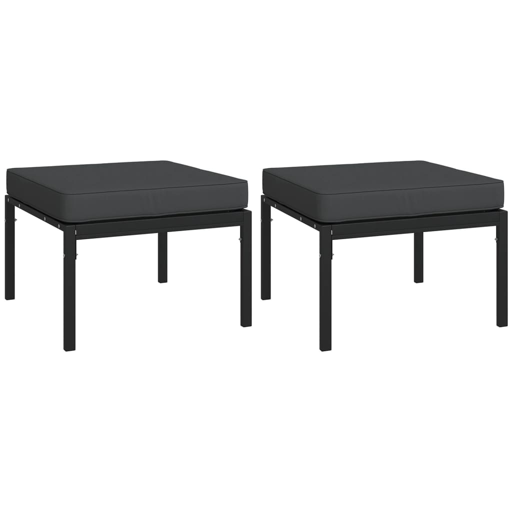 11 pcs conjunto lounge de jardim aço c/ almofadões cinzentos - Image 8
