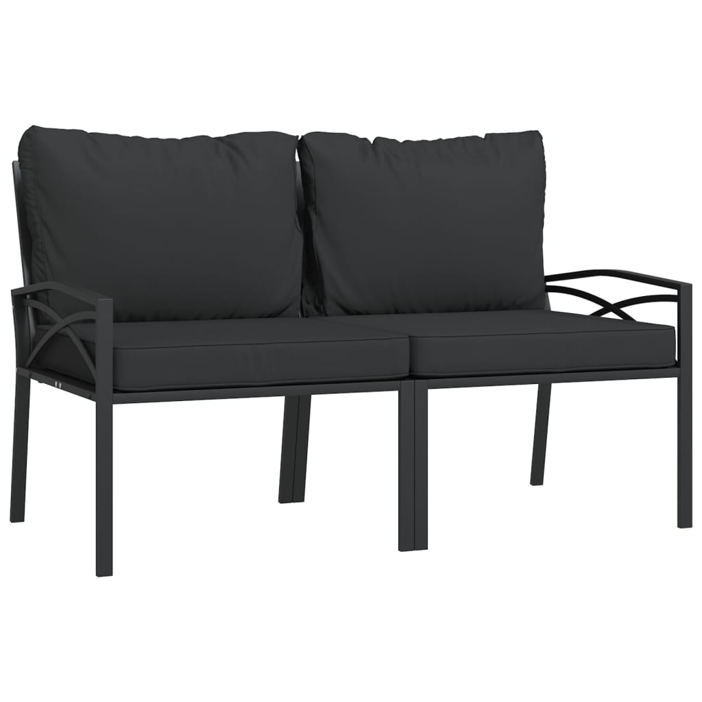 6 pcs conjunto lounge de jardim aço c/ almofadões cinzentos - Image 4