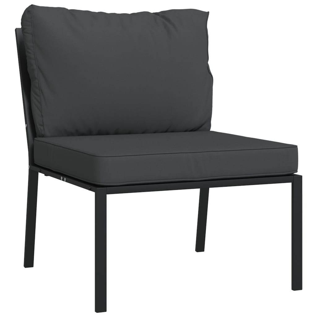 6 pcs conjunto lounge de jardim aço c/ almofadões cinzentos - Image 7