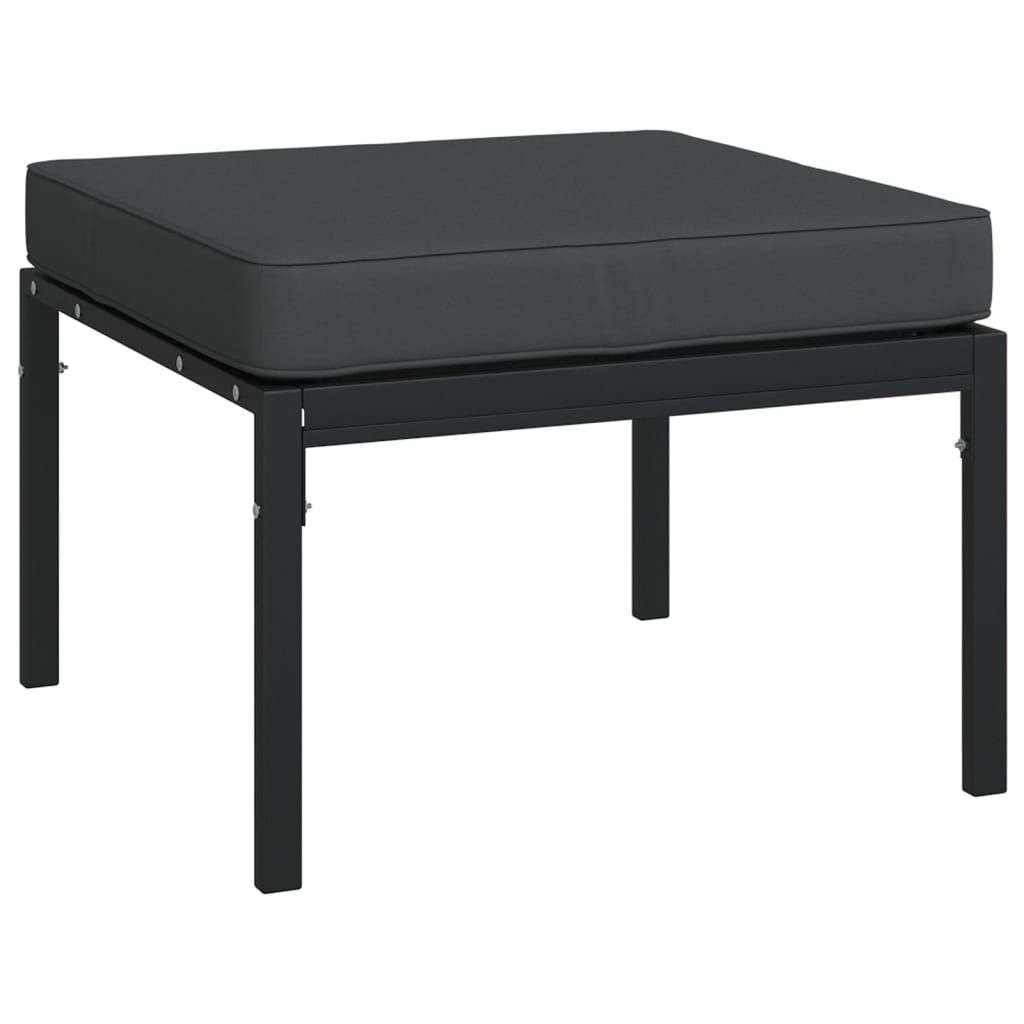 6 pcs conjunto lounge de jardim aço c/ almofadões cinzentos - Image 9