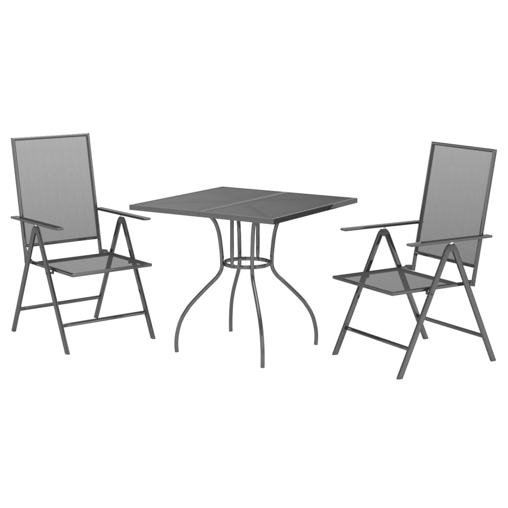 3 pcs conjunto de jantar para jardim aço antracite - Image 2