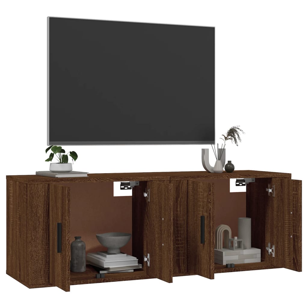 Móveis de TV de parede 2 pcs 57x34,5x40 cm carvalho castanho - Image 2