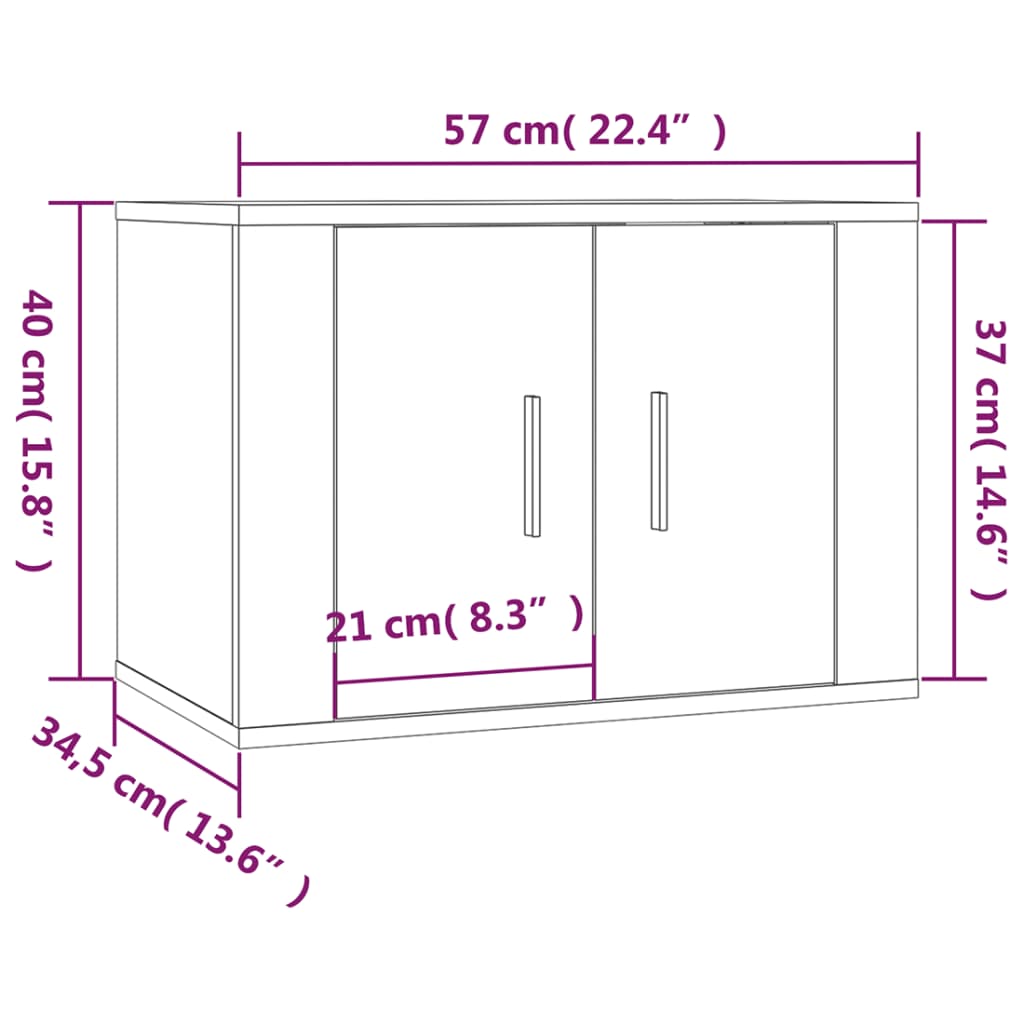 Móveis de TV de parede 2 pcs 57x34,5x40 cm carvalho castanho - Image 8