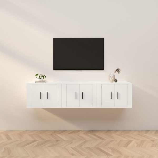 Móveis de TV de parede 3 pcs 57x34,5x40 cm branco