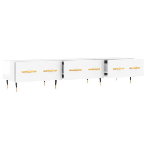 Móvel de TV 150x36x30 cm derivados de madeira branco brilhante - Image 5