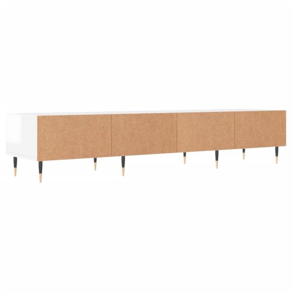 Móvel de TV 150x36x30 cm derivados de madeira branco brilhante - Image 7
