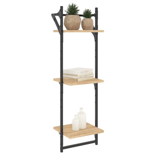 Estante 3 prateleiras + barras 2pcs 30x25x100cm carvalho sonoma - Image 2