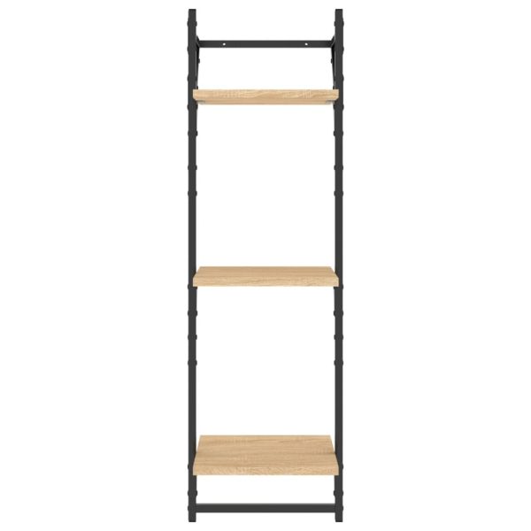 Estante 3 prateleiras + barras 2pcs 30x25x100cm carvalho sonoma - Image 4