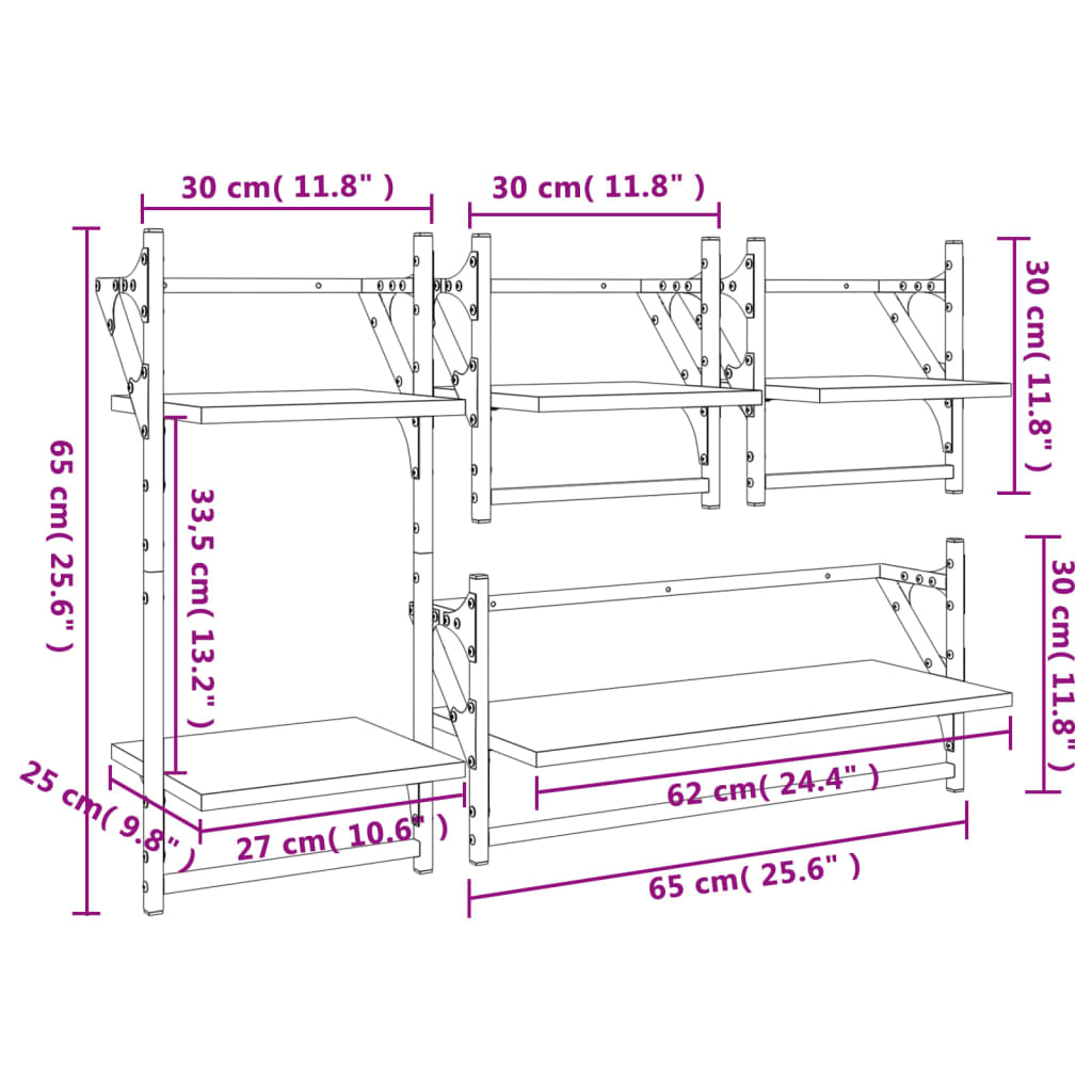 4 pcs prateleiras parede derivados de madeira carvalho castanho - Image 10