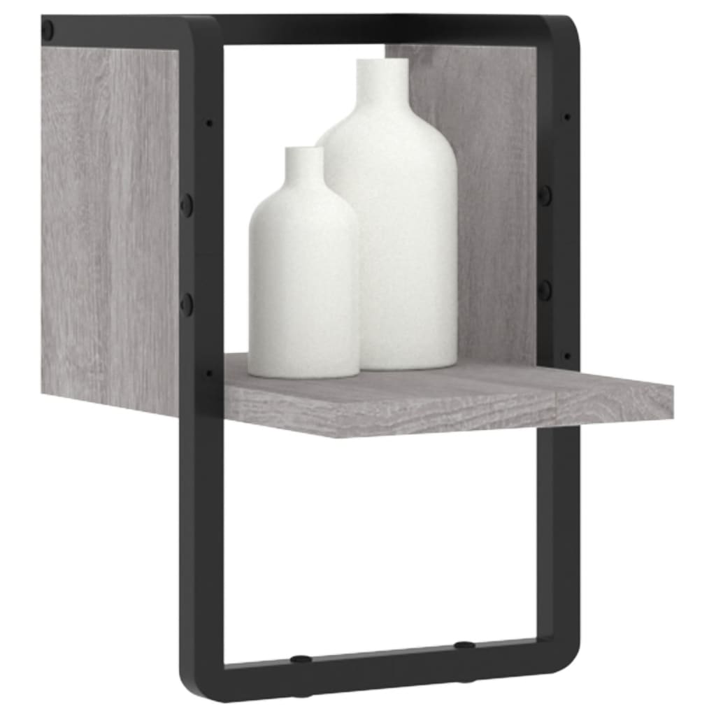 Prateleira de parede com barra 20x25x30 cm cinzento sonoma - Image 2