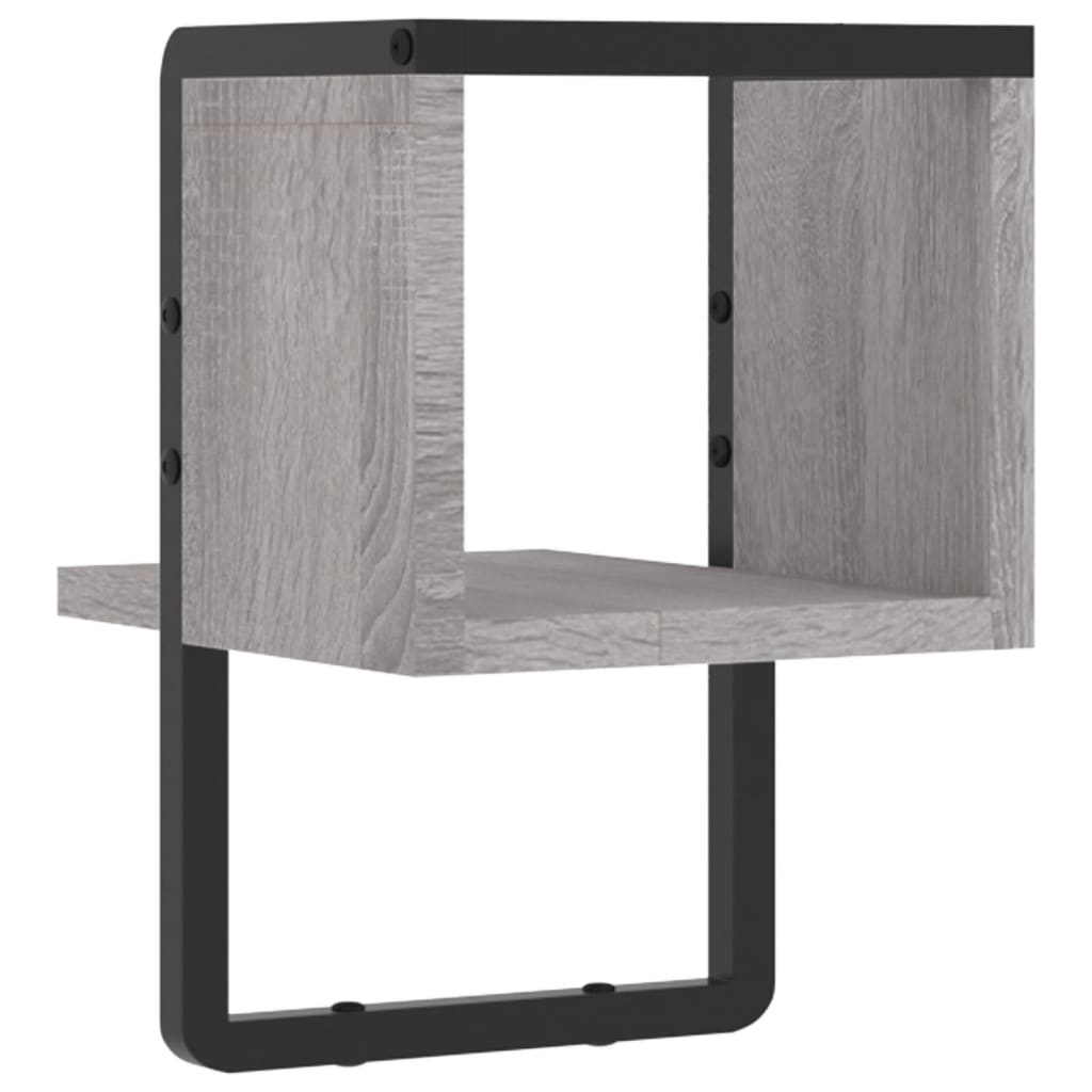 Prateleira de parede com barra 20x25x30 cm cinzento sonoma - Image 5