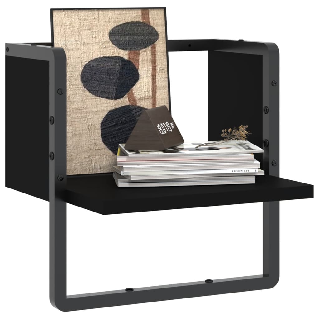 Prateleira de parede com barra 30x25x30 cm preto - Image 2