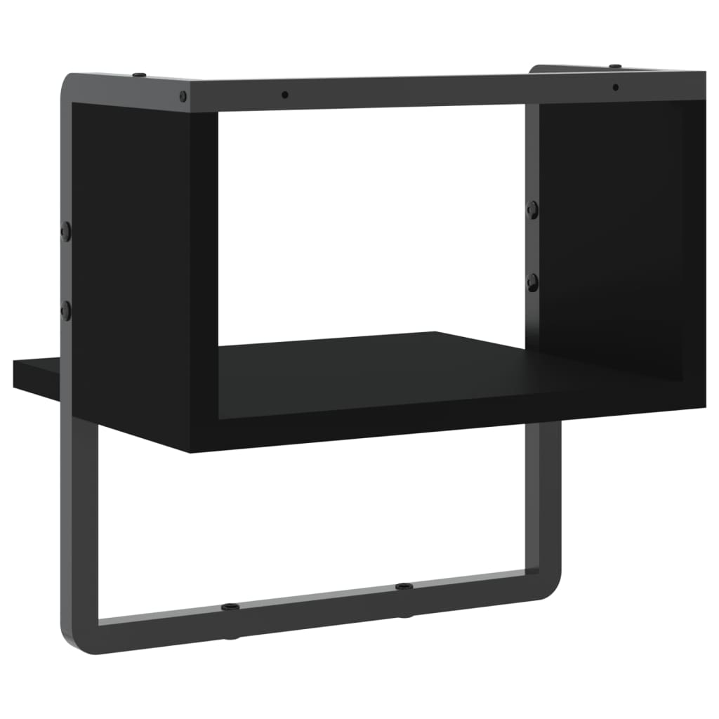 Prateleira de parede com barra 30x25x30 cm preto - Image 5